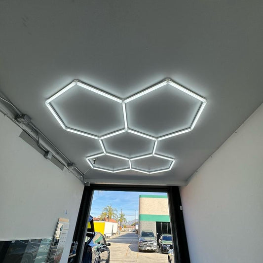 Modern Hexagon LED Lights - 4ft Wide, 8ft Tall - Set of 5 Lights (6500 Lumen) for Home, Office, or Event Space